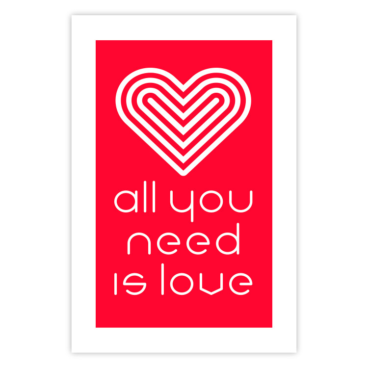 Poster Let's Love - striped heart and English captions on red background 123587 additionalImage 19