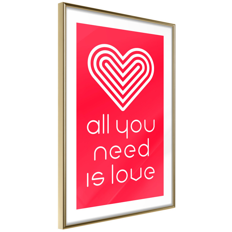 Poster Let's Love - striped heart and English captions on red background 123587 additionalImage 6