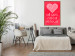 Poster Let's Love - striped heart and English captions on red background 123587 additionalThumb 5
