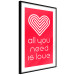 Poster Let's Love - striped heart and English captions on red background 123587 additionalThumb 11