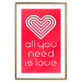 Poster Let's Love - striped heart and English captions on red background 123587 additionalThumb 14