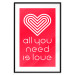 Poster Let's Love - striped heart and English captions on red background 123587 additionalThumb 15