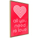 Poster Let's Love - striped heart and English captions on red background 123587 additionalThumb 12