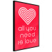 Poster Let's Love - striped heart and English captions on red background 123587 additionalThumb 10