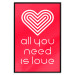 Poster Let's Love - striped heart and English captions on red background 123587 additionalThumb 18