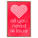 Poster Let's Love - striped heart and English captions on red background 123587 additionalThumb 16