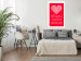 Poster Let's Love - striped heart and English captions on red background 123587 additionalThumb 2