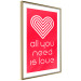 Poster Let's Love - striped heart and English captions on red background 123587 additionalThumb 6