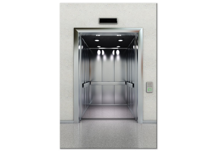 Canvas Art Print Modern elevator - grey colour photograph of office architecture 123887