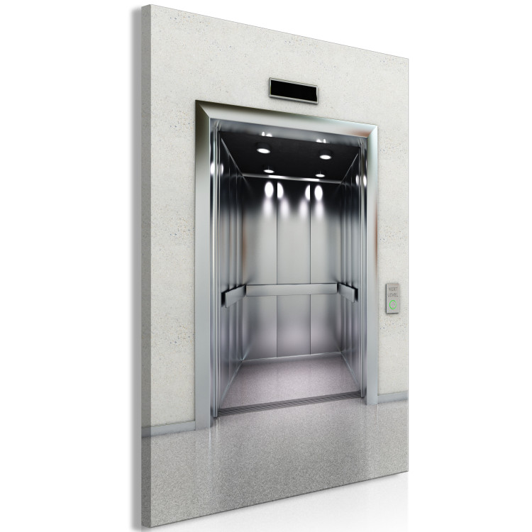 Canvas Art Print Modern elevator - grey colour photograph of office architecture 123887 additionalImage 2