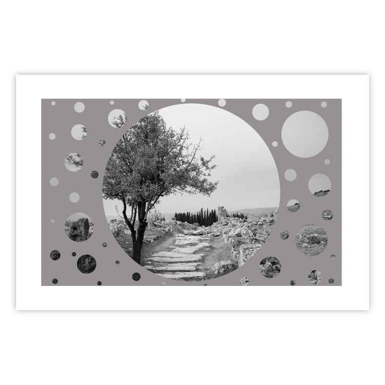 Wall Poster Hierapolis - black and white landscape of trees in circular frame 123987 additionalImage 19