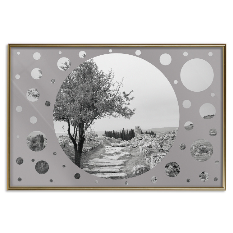 Wall Poster Hierapolis - black and white landscape of trees in circular frame 123987 additionalImage 20