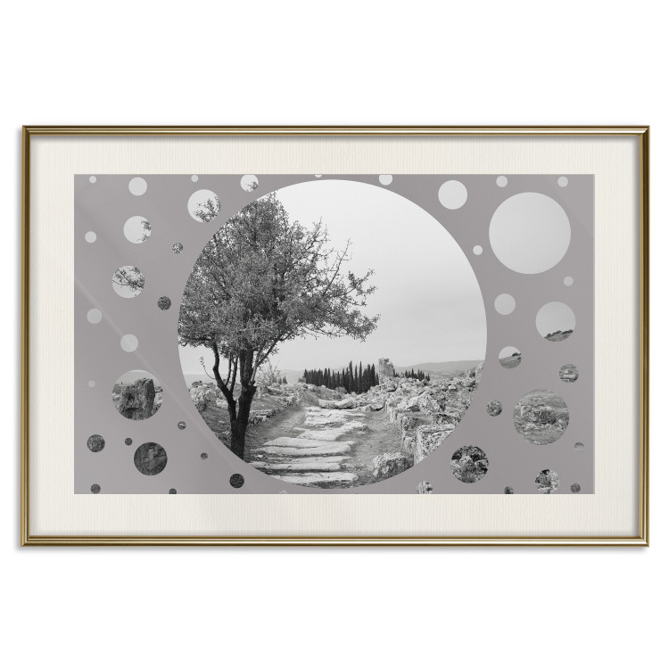 Wall Poster Hierapolis - black and white landscape of trees in circular frame 123987 additionalImage 19