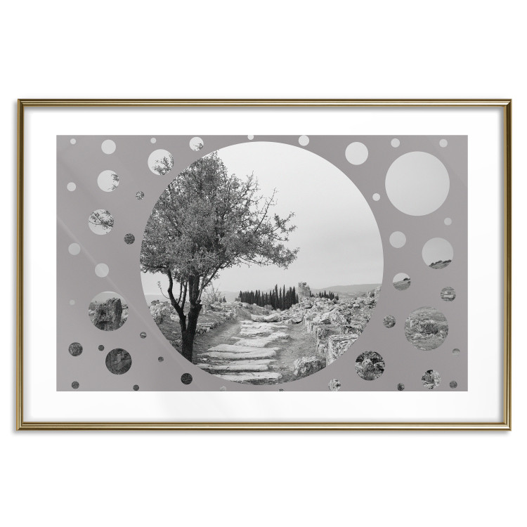 Wall Poster Hierapolis - black and white landscape of trees in circular frame 123987 additionalImage 16