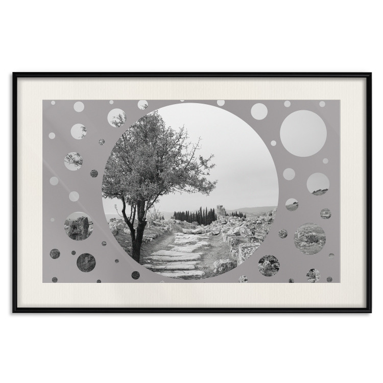 Wall Poster Hierapolis - black and white landscape of trees in circular frame 123987 additionalImage 18