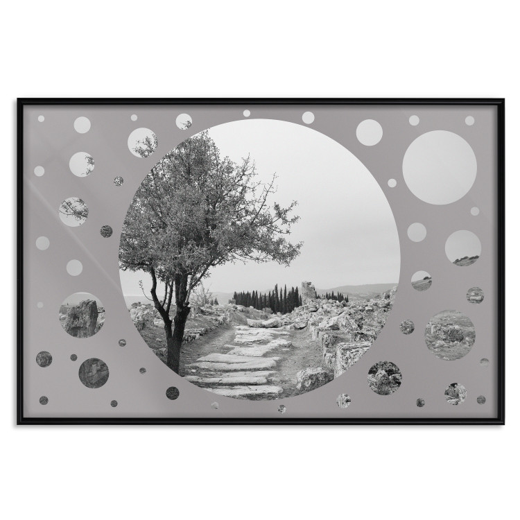Wall Poster Hierapolis - black and white landscape of trees in circular frame 123987 additionalImage 24