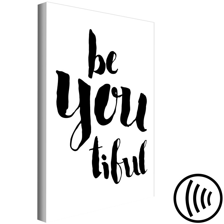 Canvas Print Beyoutiful - black and white composition with an English inscription 128987 additionalImage 6