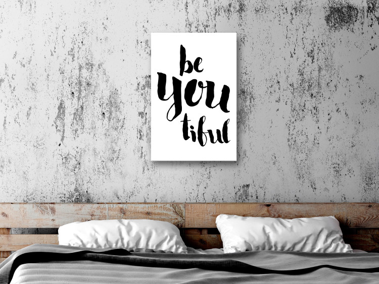 Canvas Print Beyoutiful - black and white composition with an English inscription 128987 additionalImage 3