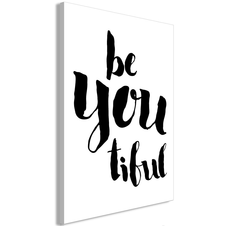 Canvas Print Beyoutiful - black and white composition with an English inscription 128987 additionalImage 2
