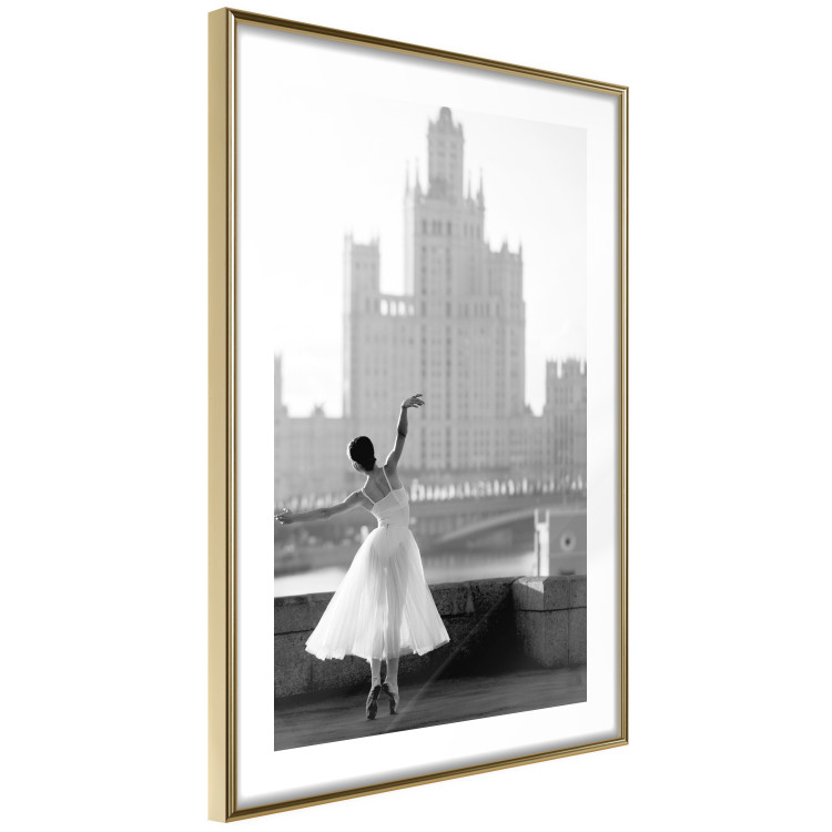 Poster Dance by the River - gray landscape with a dancing woman against a city backdrop 129787 additionalImage 7