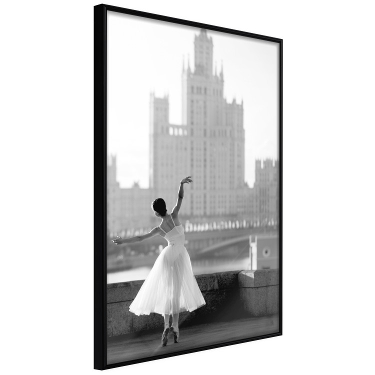 Poster Dance by the River - gray landscape with a dancing woman against a city backdrop 129787 additionalImage 11