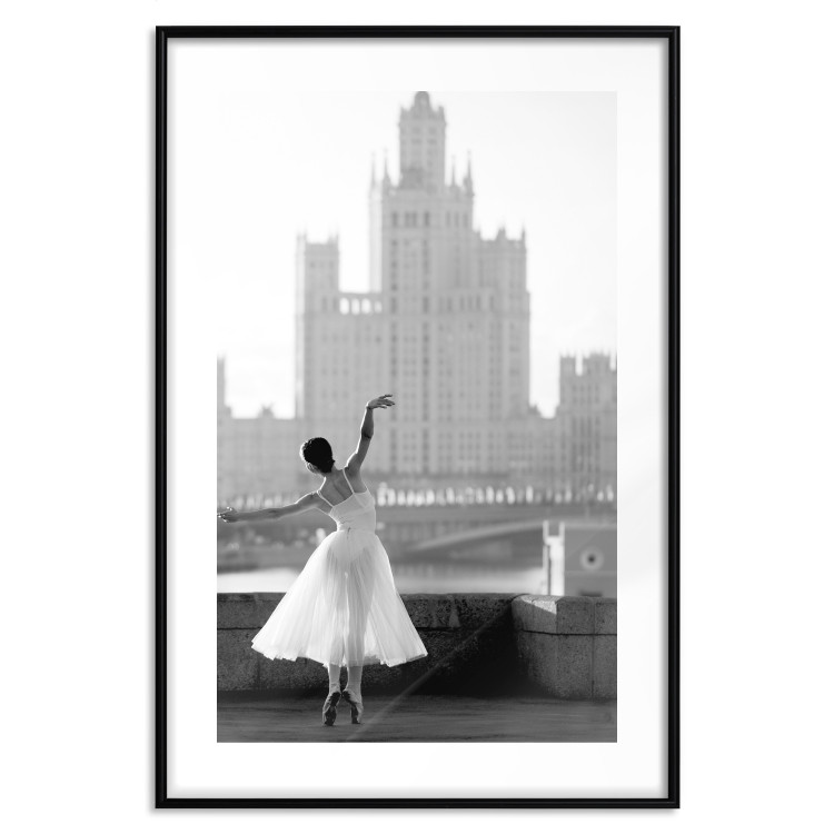 Poster Dance by the River - gray landscape with a dancing woman against a city backdrop 129787 additionalImage 15