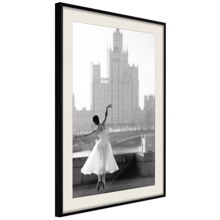 Poster Dance by the River - gray landscape with a dancing woman against a city backdrop 129787 additionalImage 2