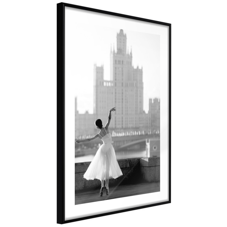 Poster Dance by the River - gray landscape with a dancing woman against a city backdrop 129787 additionalImage 6