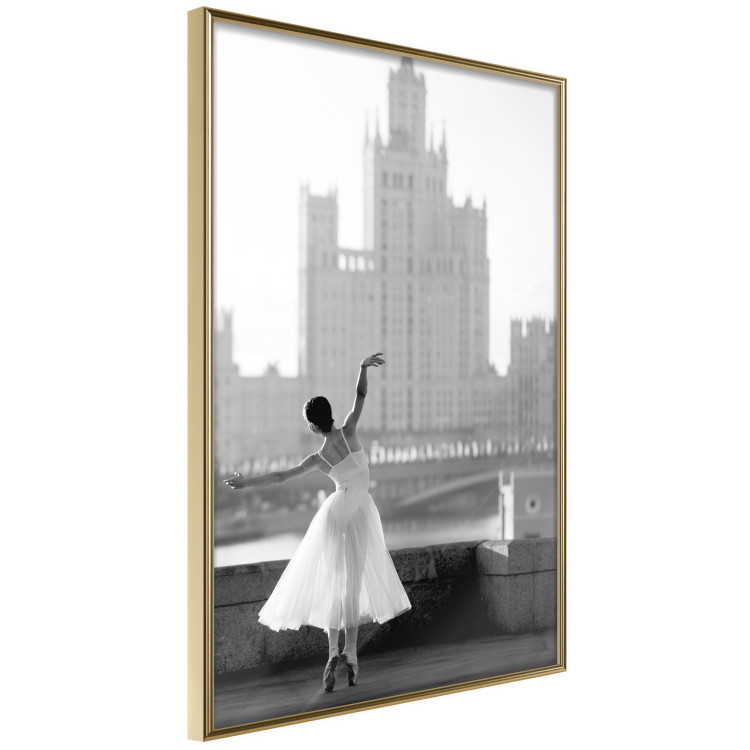 Poster Dance by the River - gray landscape with a dancing woman against a city backdrop 129787 additionalImage 12