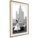 Poster Dance by the River - gray landscape with a dancing woman against a city backdrop 129787 additionalThumb 3