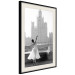 Poster Dance by the River - gray landscape with a dancing woman against a city backdrop 129787 additionalThumb 2