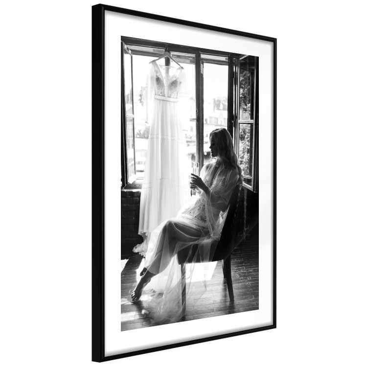 Poster Spell of Love - black and white photograph of a woman against the backdrop of a wedding dress 132287 additionalImage 14