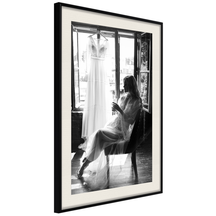 Poster Spell of Love - black and white photograph of a woman against the backdrop of a wedding dress 132287 additionalImage 5