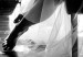 Poster Spell of Love - black and white photograph of a woman against the backdrop of a wedding dress 132287 additionalThumb 2