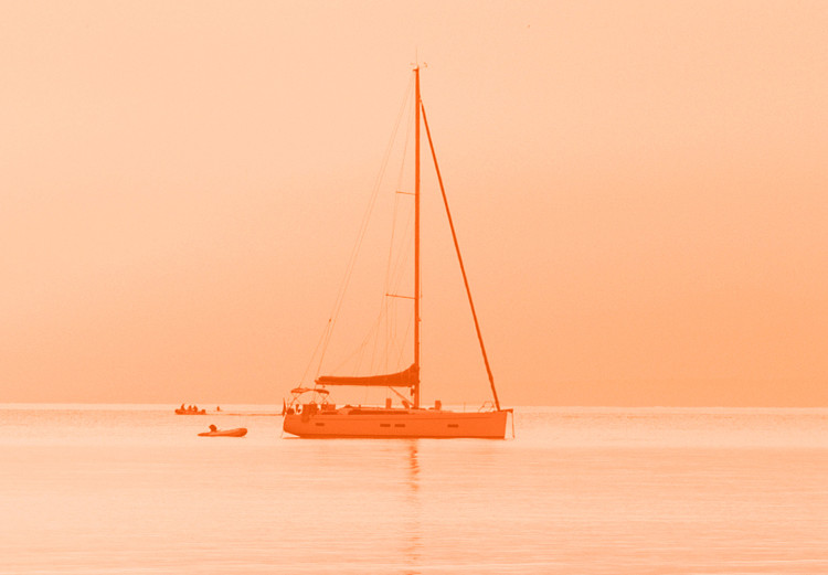 Canvas Morning cruise - marine motif with foggy sun and sailboat 134987 additionalImage 4