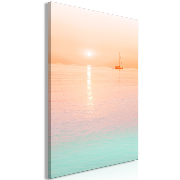 Canvas Morning cruise - marine motif with foggy sun and sailboat 134987 additionalImage 2