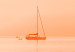 Canvas Morning cruise - marine motif with foggy sun and sailboat 134987 additionalThumb 4