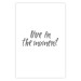 Wall Poster Live In the Moment - gray English text on a white background 135787 additionalThumb 17
