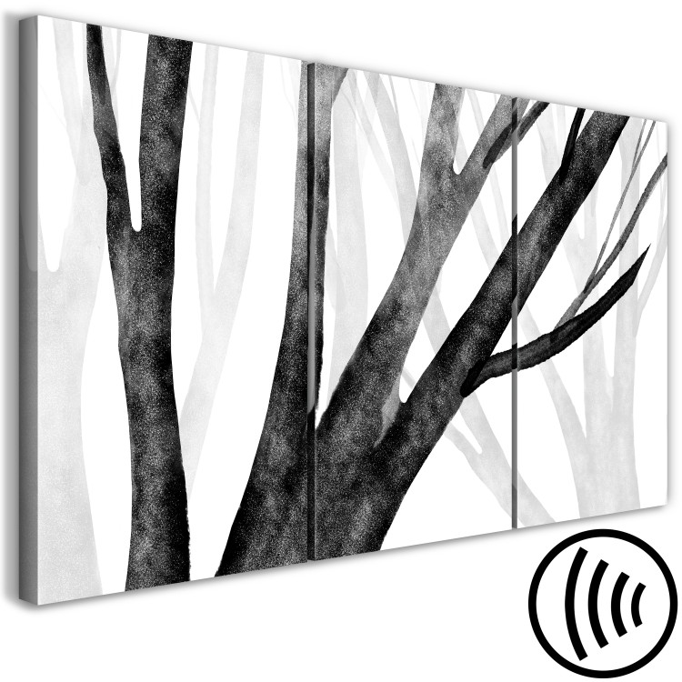 Canvas Print Forest Silence (3-piece) - black and white composition with bare trees 138187 additionalImage 6
