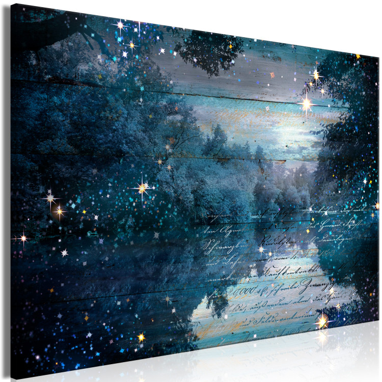 Canvas Turquoise Dusk (1-piece) Wide - nighttime lake among trees 138387 additionalImage 2