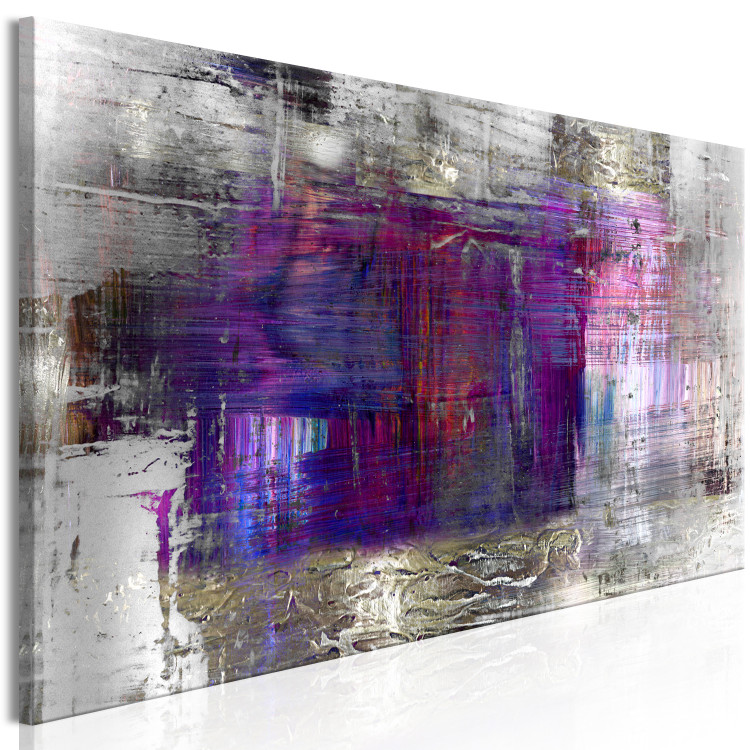 Canvas Print Respite (1-piece) Narrow - colorful abstraction on a silver background 138687 additionalImage 2