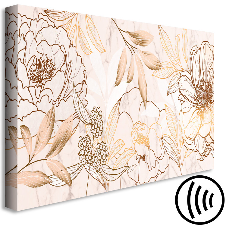 Canvas Art Print Flowers on Marble (1-piece) Wide - plants in shades of beige 138787 additionalImage 6