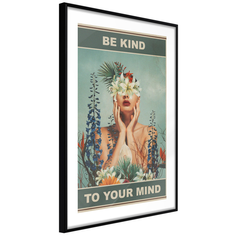 Wall Poster Be Kind to Your Mind - English texts and a woman among flowers 138887 additionalImage 7