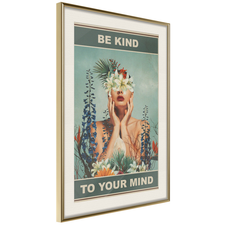 Wall Poster Be Kind to Your Mind - English texts and a woman among flowers 138887 additionalImage 10