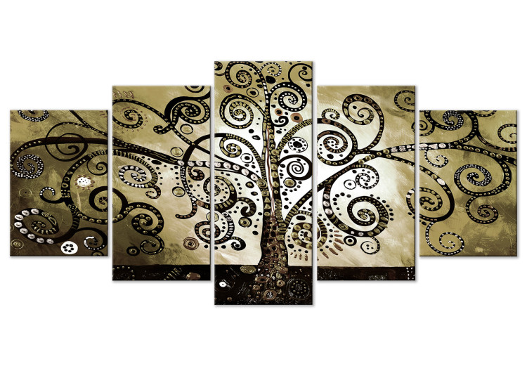 Canvas Art Print Master's Tree (5-piece) Wide - Klimt-inspired abstraction 143387
