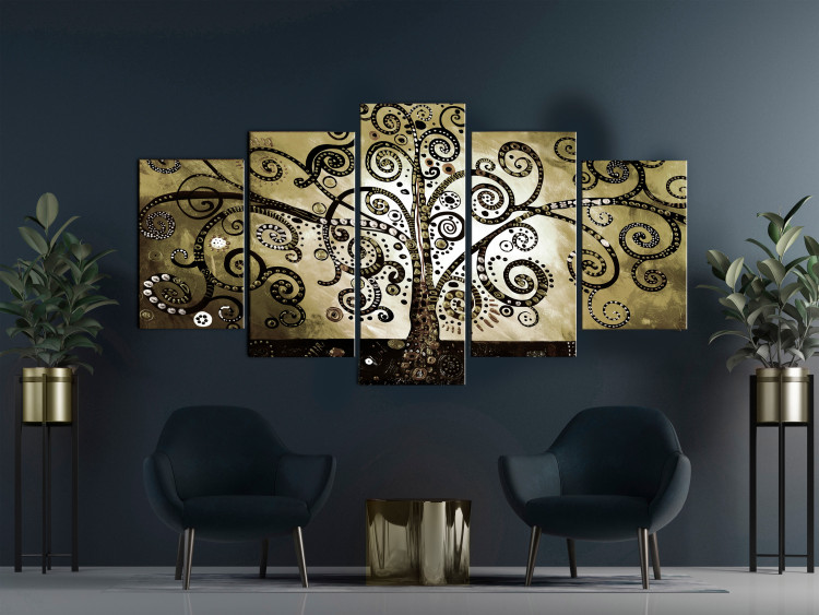 Canvas Art Print Master's Tree (5-piece) Wide - Klimt-inspired abstraction 143387 additionalImage 3
