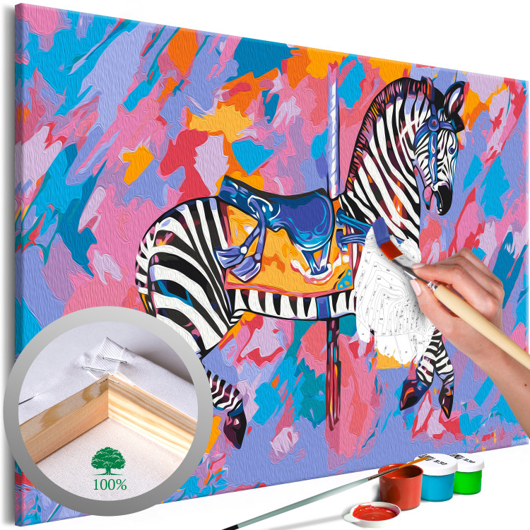 Paint by number Rainbow Zebra - Striped Animal on a Colorful Artistic Background 144087