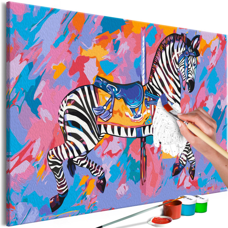Paint by number Rainbow Zebra - Striped Animal on a Colorful Artistic Background 144087 additionalImage 3