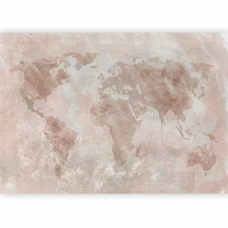 Wall Mural Pink world - a delicately painted map on a wall with rubbings 144587 additionalImage 5