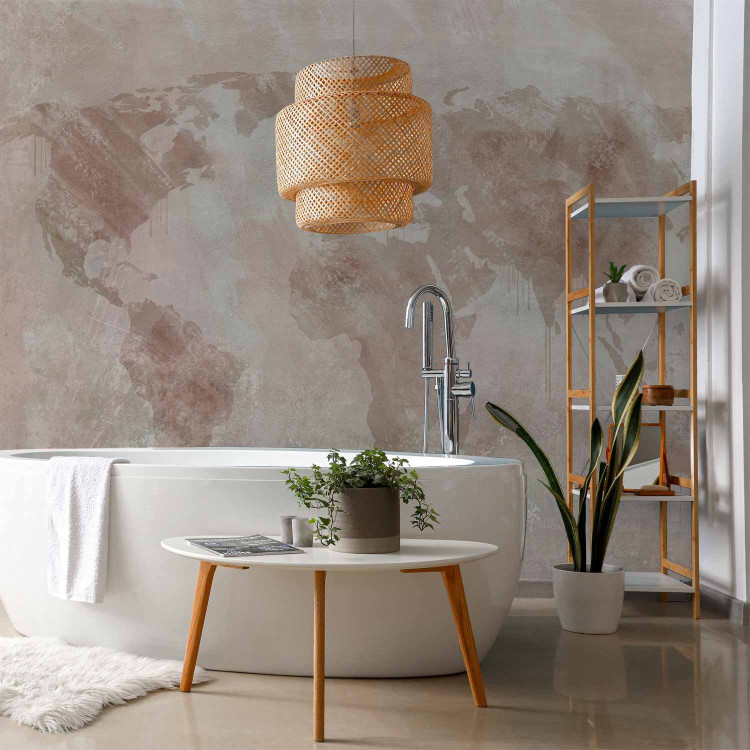 Wall Mural Pink world - a delicately painted map on a wall with rubbings 144587 additionalImage 8